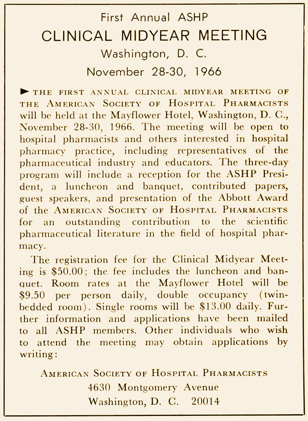 Announcement for first Midyear Clinical Meeting