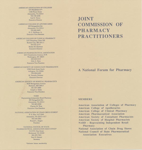 Brochure on Joint Commission of Pharmacy Practitioners