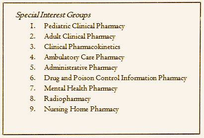 Listing of ASHP Special Interest Groups